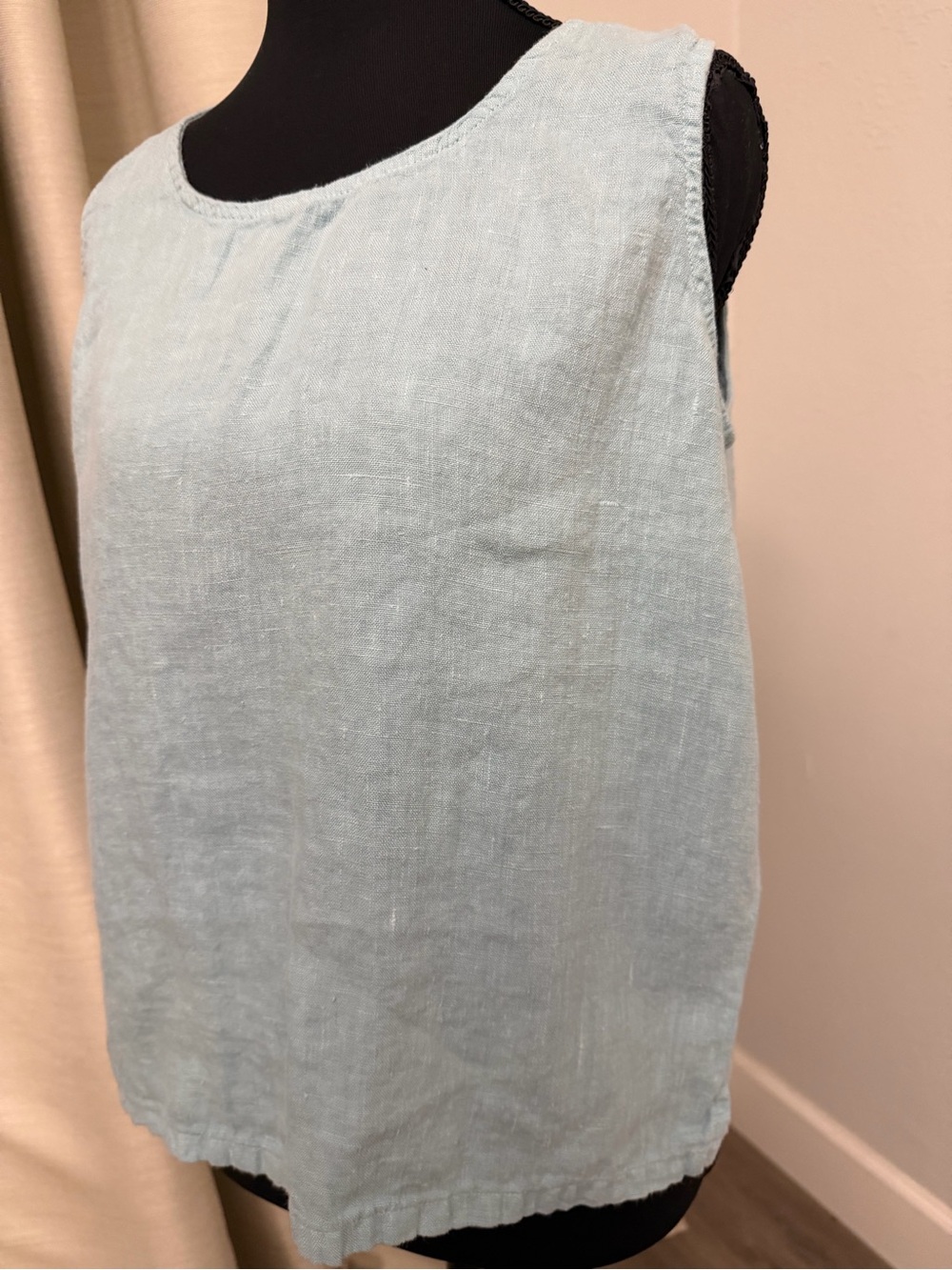 Hot Cotton Pale Blue Linen-Blend Tank Top - Picture 3 of 7